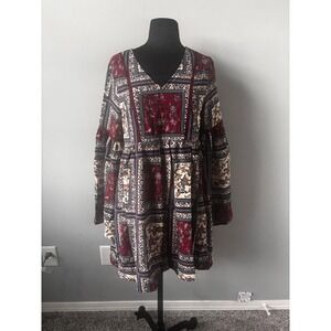 Altar'd‎ State Floral Print Mini Dress Long Bell Sleeve Bohemian Boho Small